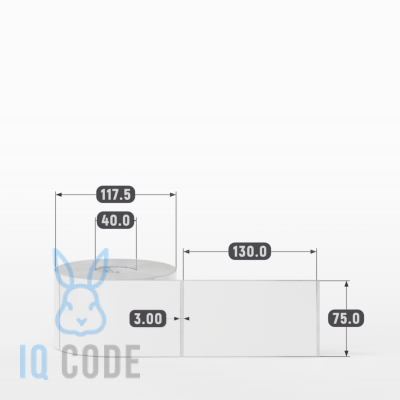 Полипропиленовая этикетка 75х130 белая, втулка 40 мм (к) (рядов 1 по 500 шт)  IQ code	