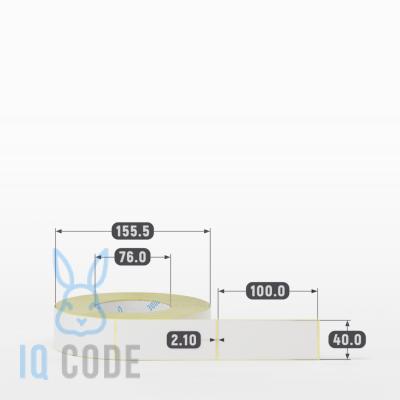 Термотрансферная этикетка 40х100 полуглянцевая, втулка 76 мм (к) (рядов 1 по 1000 шт)  IQ code	