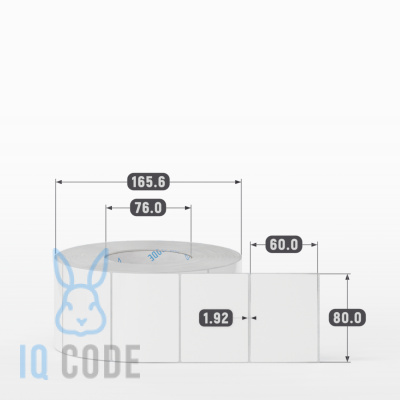 Полипропиленовая этикетка 80х60 белая, втулка 76 мм (к) (рядов 1 по 2000 шт)  IQ code	