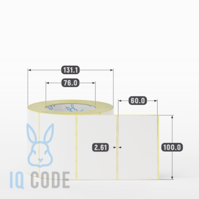 Термоэтикетка ЭКО 100х60, втулка 76 мм (к) (рядов 1 по 1000 шт) IQ code Термоэтикетка ЭКО 100х60, втулка 76 мм (к) (рядов 1 по 1000 шт) IQ code