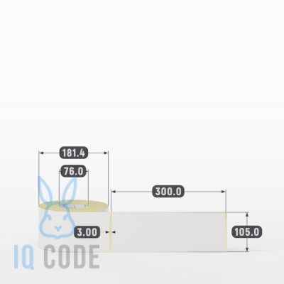 Термотрансферная этикетка 105х300 полуглянцевая, втулка 76 мм (к) (рядов 1 по 500 шт)  IQ code	
