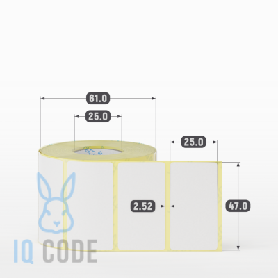 Термоэтикетка ТОП 47х25, втулка 25 мм (к) (рядов 1 по 600 шт)  IQ code	