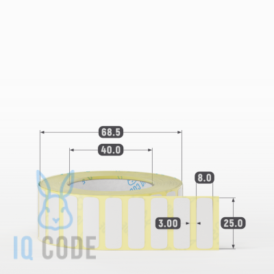 Термотрансферная этикетка 25х8 полуглянцевая, втулка 40 мм (к) (рядов 1 по 2000 шт)  IQ code	