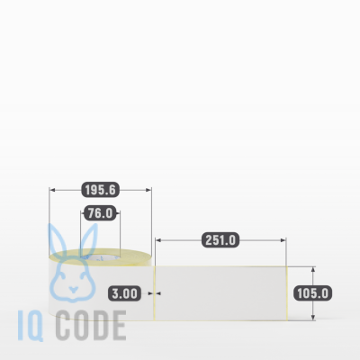 Термотрансферная этикетка 105х251 полуглянцевая, втулка 76 мм (к) (рядов 1 по 600 шт)  IQ code	