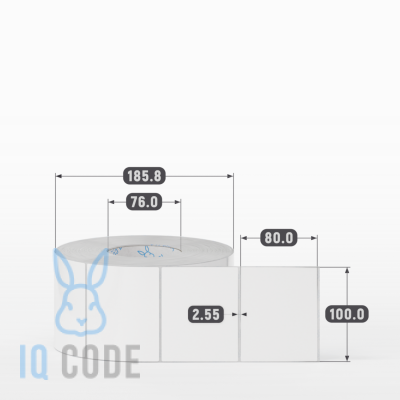 Полипропиленовая этикетка 100х80 белая, втулка 76 мм (к) (рядов 1 по 2000 шт)  IQ code	