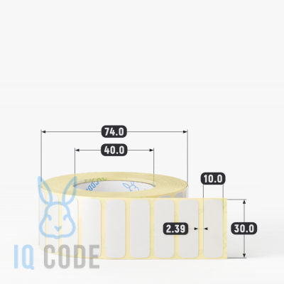 Термотрансферная этикетка 30х10 полуглянцевая, втулка 40 мм (к) (рядов 1 по 2000 шт)  IQ code	