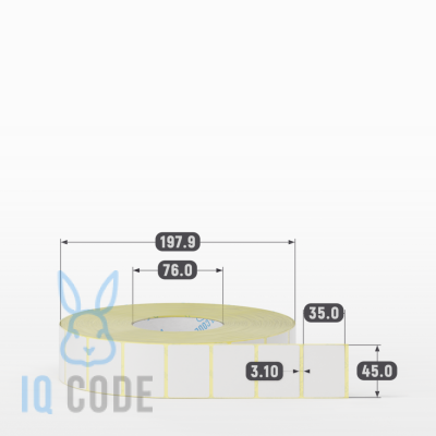 Термотрансферная этикетка 45х35 полуглянцевая, втулка 76 мм (к) (рядов 1 по 5000 шт)  IQ code	