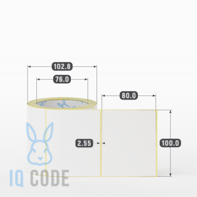 Термоэтикетка ЭКО 100х80, втулка 76 мм (к) (рядов 1 по 300 шт)  IQ code	
