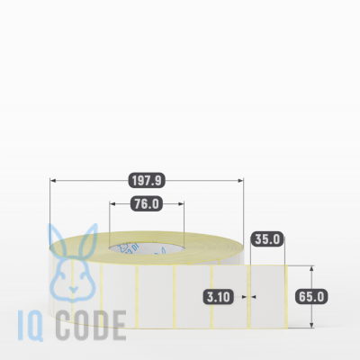Термотрансферная этикетка 65х35 полуглянцевая, втулка 76 мм (к) (рядов 1 по 5000 шт)  IQ code	