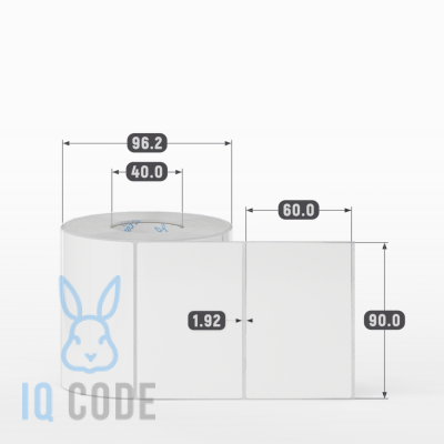Полипропиленовая этикетка 90х60 белая, втулка 40 мм (к) (рядов 1 по 700 шт)  IQ code	