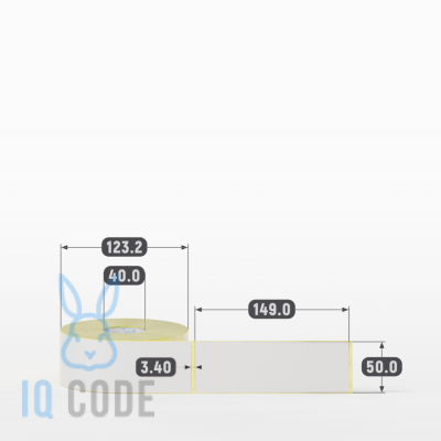 Термотрансферная этикетка 50х149 полуглянцевая, втулка 40 мм (к) (рядов 1 по 500 шт)  IQ code	