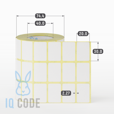 Термоэтикетка ЭКО 30х20, втулка 40 мм (к) (рядов 3 по 1000 шт) IQ code Термоэтикетка ЭКО 30х20, втулка 40 мм (к) (рядов 3 по 1000 шт) IQ code