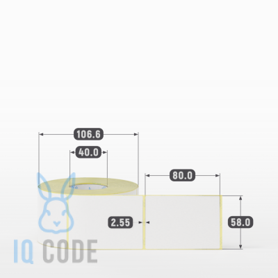 Термоэтикетка ЭКО 58х80, втулка 40 мм (к) (рядов 1 по 650 шт)  IQ code	