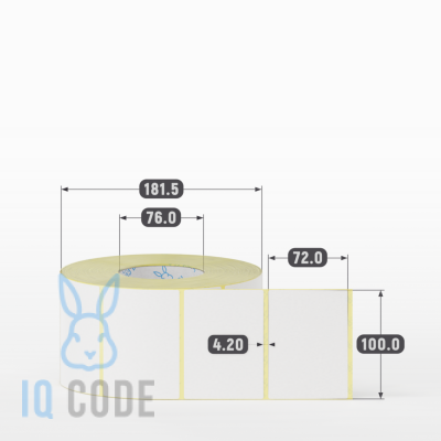 Термоэтикетка ЭКО 100х72, втулка 76 мм (к) (рядов 1 по 2000 шт) IQ code Термоэтикетка ЭКО 100х72, втулка 76 мм (к) (рядов 1 по 2000 шт) IQ code