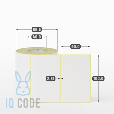 Термоэтикетка ТОП 100х60, втулка 40 мм (к) (рядов 1 по 500 шт)  IQ code	