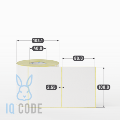 Термоэтикетка ЭКО 100х80, втулка 40 мм (к) (рядов 1 по 600 шт)  IQ code	