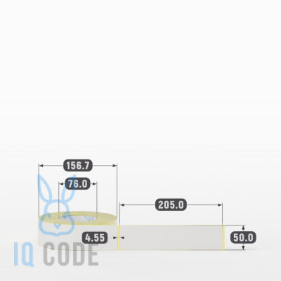 Термотрансферная этикетка 50х205 полуглянцевая, втулка 76 мм (к) (рядов 1 по 500 шт)  IQ code	