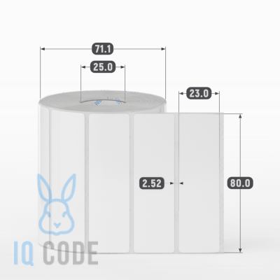 Полипропиленовая этикетка 80х23 белая, втулка 25 мм (к) (рядов 1 по 1000 шт)  IQ code	