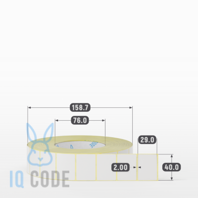 Термотрансферная этикетка 40х29 полуглянцевая, втулка 76 мм (к) (рядов 1 по 3500 шт)  IQ code	