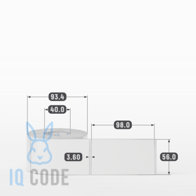 Полипропиленовая этикетка 56х98 белая, втулка 40 мм (к) (рядов 1 по 400 шт)  IQ code	