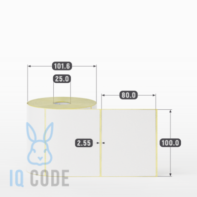 Термоэтикетка ЭКО 100х80, втулка 25 мм (к) (рядов 1 по 650 шт)  IQ code	