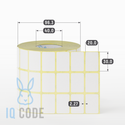 Термоэтикетка ЭКО 30х20, втулка 40 мм (к) (рядов 3 по 2000 шт) IQ code Термоэтикетка ЭКО 30х20, втулка 40 мм (к) (рядов 3 по 2000 шт) IQ code