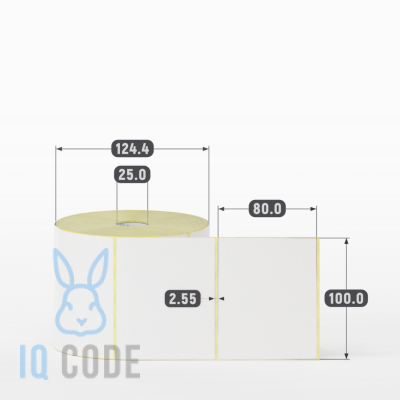 Термоэтикетка ЭКО 100х80, втулка 25 мм (к) (рядов 1 по 1000 шт)  IQ code	
