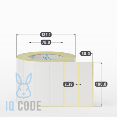 Термотрансферная этикетка 100х30 полуглянцевая, втулка 76 мм (к) (рядов 1 по 2000 шт)  IQ code	