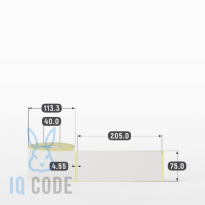 Термотрансферная этикетка 75х205 полуглянцевая, втулка 40 мм (к) (рядов 1 по 300 шт)  IQ code	