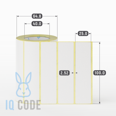 Термоэтикетка ЭКО 100х25, втулка 40 мм (к) (рядов 1 по 500 шт)  IQ code	