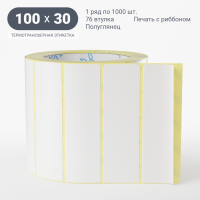 Термотрансферная этикетка 100х30 (рядов 1 по 1 000 шт) Полуглянец в рулоне, втулка 76 мм (к) IQ code