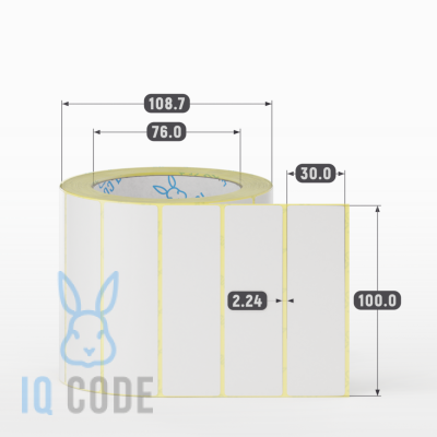 Термотрансферная этикетка 100х30 полуглянцевая, втулка 76 мм (к) (рядов 1 по 1000 шт)  IQ code	