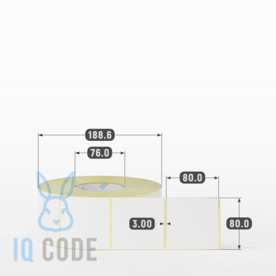 Термоэтикетка ЭКО 80х80, втулка 76 мм (к) (рядов 1 по 2000 шт)  IQ code	