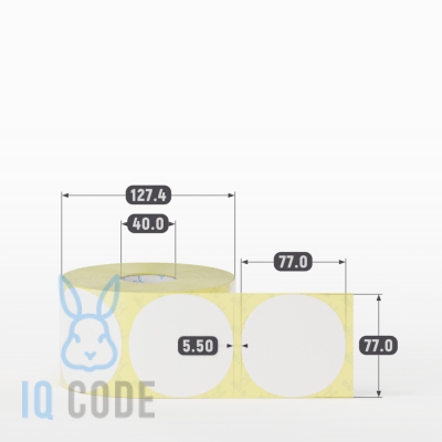 Термоэтикетка ЭКО 77х77, втулка 40 мм (к) (рядов 1 по 1000 шт) круглая IQ code Термоэтикетка ЭКО 77х77, втулка 40 мм (к) (рядов 1 по 1000 шт) круглая IQ code