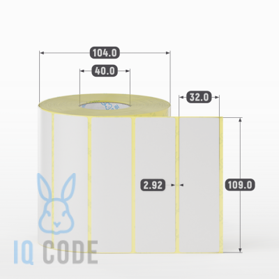 Термотрансферная этикетка  109х32 полуглянцевая, втулка 40 мм (к) (рядов 1 по 1500 шт) IQ code	