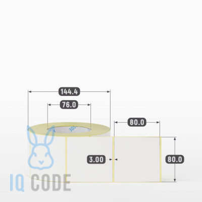 Термоэтикетка ЭКО 80х80, втулка 76 мм (к) (рядов 1 по 1000 шт)  IQ code	