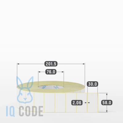 Термоэтикетка ЭКО 58х30, втулка 76 мм (к) (рядов 1 по 6000 шт) IQ code Термоэтикетка ЭКО 58х30, втулка 76 мм (к) (рядов 1 по 6000 шт) IQ code