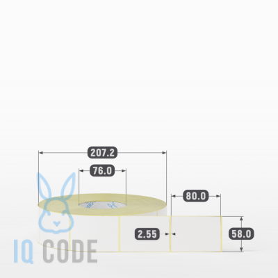 Термоэтикетка ЭКО 58х80, втулка 76 мм (к) (рядов 1 по 2500 шт)  IQ code	