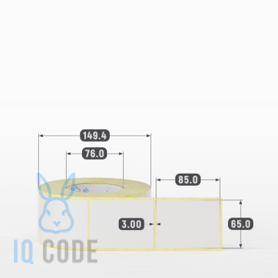 Термотрансферная этикетка 65х85 полуглянцевая, втулка 76 мм (к) (рядов 1 по 1000 шт)  IQ code	