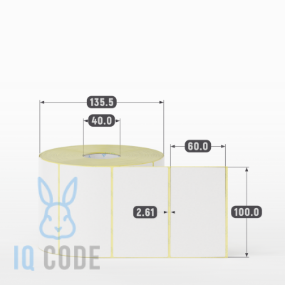 Термоэтикетка ЭКО 100х60, втулка 40 мм (к) (рядов 1 по 1500 шт)  IQ code	