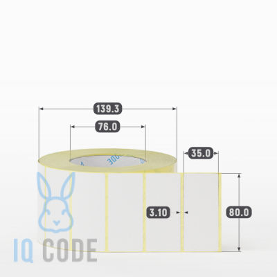 Термоэтикетка ЭКО 80х35, втулка 76 мм (к) (рядов 1 по 2000 шт)  IQ code	