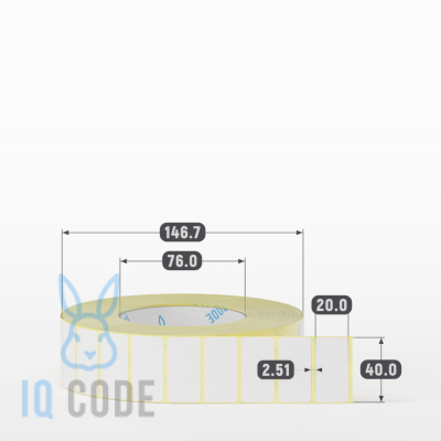 Термоэтикетка ТОП 40х20, втулка 76 мм (к) (рядов 1 по 4000 шт)  IQ code	