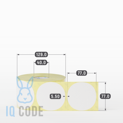 Термоэтикетка ТОП 77х77, втулка 40 мм (к) (рядов 1 по 1000 шт) круглая IQ code	