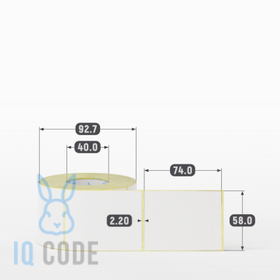 Термоэтикетка ЭКО 58х74, втулка 40 мм (к) (рядов 1 по 500 шт)  IQ code	