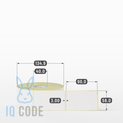 Термоэтикетка ЭКО 58х90, втулка 40 мм (к) (рядов 1 по 1000 шт)  IQ code	