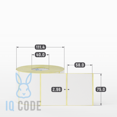 Термоэтикетка ТОП 75х58, втулка 40 мм (к) (рядов 1 по 950 шт)  IQ code	