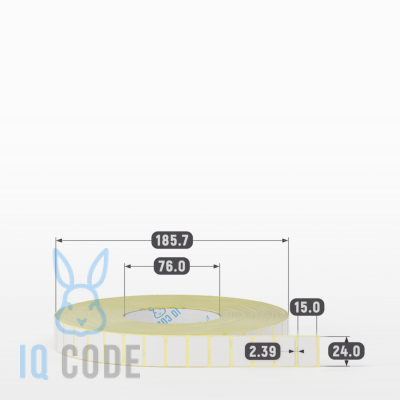 Термотрансферная этикетка 24х15 полуглянцевая, втулка 76 мм (к) (рядов 1 по 10000 шт)  IQ code	