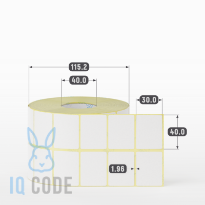 Термоэтикетка ЭКО 40х30, втулка 40 мм (к) (рядов 2 по 2000 шт) IQ code Термоэтикетка ЭКО 40х30, втулка 40 мм (к) (рядов 2 по 2000 шт) IQ code