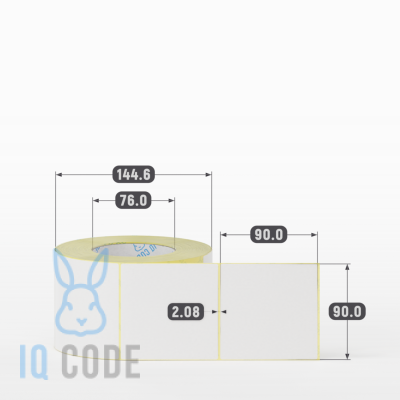 Термоэтикетка ЭКО 90х90, втулка 76 мм (к) (рядов 1 по 900 шт)  IQ code	