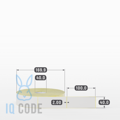 Термотрансферная этикетка  40х100 полуглянцевая, втулка 40 мм (к) (рядов 1 по 1500 шт) IQ code	